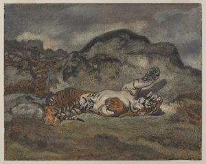 Rollender Tiger, ca. 1840 von Antoine Louis Barye