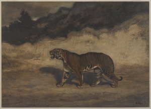 Tiger, der nach links geht von Antoine Louis Barye