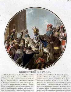 Die Eroberung von Paris im Jahr 1594, graviert von Louis Roger