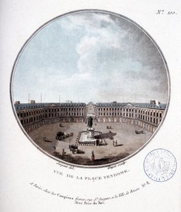 Ansicht des Place Vendôme - in „Bilderbuch der Hauptgebäude von Paris“ von Sergeant von Antoine Louis Francois Sergent Marceau