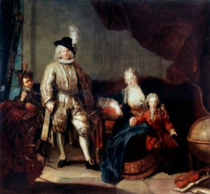 Porträt von Baron von Erlach mit seiner Familie, um 1710