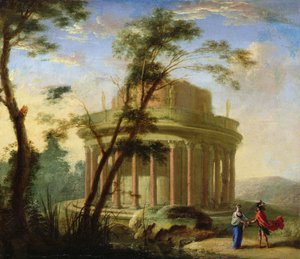 Landschaft mit einem antiken Tempel von Antoine Pierre the Younger Patel