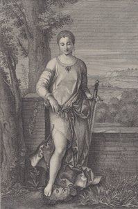 Judith steht mit ihrem Fuß auf dem Kopf von Holofernes, um 1729 von Antoinette Larcher