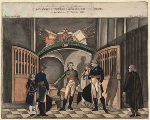 In der Nähe der Asche von Friedrich dem Großen. Zar Alexander I., König Friedrich Wilhelm III. und Louise von Preußen