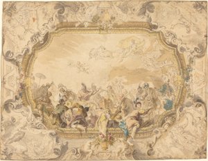 Eine Decke mit Apollo, der über militärisches und historisches Lernen wacht