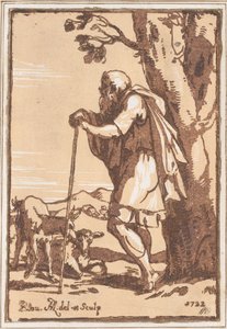 Älterer Schäfer, der sich auf einen Stab stützt, 1722 von Anton Maria Zanetti