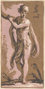 Ein stehender Jüngling, der nach rechts zeigt von Anton Maria Zanetti I, after Parmigianino