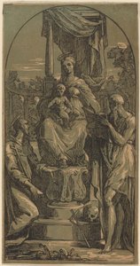 Madonna und Kind auf dem Thron, Heiliger Hieronymus und Heiliger Franziskus von Anton Maria Zanetti I, after Parmigianino