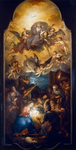 Anbetung der Hirten mit Gottvater in einer Engelsherrlichkeit von Anton Raphael Mengs