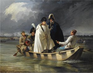 Napoleon verlässt die Lobau nach der Niederlage in der Schlacht bei Aspern, 1845 von Anton Ritter von Perger