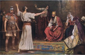 Paulus vor Festus und Agrippa, aus Hulberts Geschichte der Bibel, veröffentlicht von The John Winston Company, 1932 von Anton Robert Leinweber