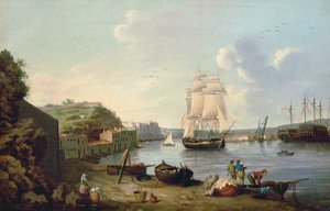 Schiff unter Segel im Hafen von Port Mahon, Menorca