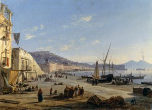 Blick auf Neapel mit Vesuv im Hintergrund von Anton Sminck Pitloo