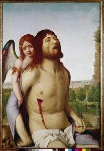 Der tote Christus, unterstützt von einem Engel von Antonello da Messina