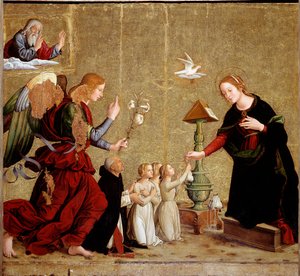 Verkündigung mit Kardinal Juan de Torquemada (um 1460) von Antoniazzo Romano