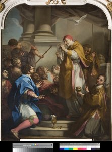 Der heilige Gregor zeigt das mit Blut befleckte Korporale von Antonio Balestra