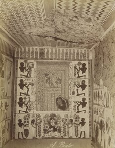 Grab von Nakht in Theben, Ansicht der bemalten Wand und Decke des Grabes