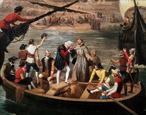 Abfahrt der Santa Maria, der Pinta und der Nina von Palos im Jahr 1492 von Antonio Cabral Bejarano