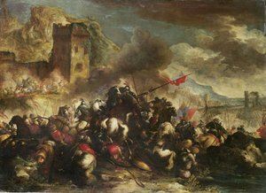 Reitergefechte zwischen Kreuzfahrern und Türken von Antonio Calza