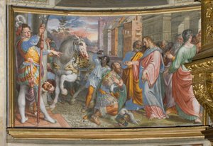 Apsis, Antonio Campi, Begegnung von Jesus mit dem Zenturio Cornelio 1582-84 von Antonio Campi