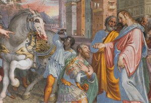 Apsis, Begegnung Jesu mit dem Zenturio Cornelio 1582-84, Detail von Antonio Campi