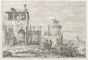 Ansichten: Das Reiterdenkmal von Antonio Canaletto