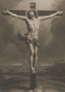 Christus am Kreuz, eine Stadt im Hintergrund, nach Reni, 1850-88 von Antonio Dalco