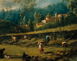 Die Ernte, Detail aus Der Sommer, von Antonio Diziani (1737-1797) von Antonio Diziani