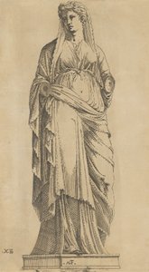 Frau von vorne, ihr Kopf leicht nach links, ca. 1543 von Antonio Fantuzzi
