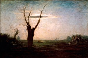 April Landschaft des späten Winters mit einem Baum ohne Blätter von Antonio Fontanesi