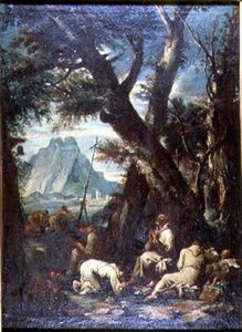 Landschaft mit Einsiedlern, ca. 1700-10 von Antonio Francesco Peruzzini