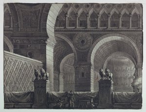 Bühnenbild, Innenraum des orientalischen Gebäudes von Antonio Giuseppe Basoli