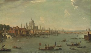 Vier Ansichten von London: Die Themse in Richtung St. Pauls von Antonio Joli