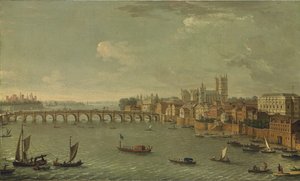 Vier Ansichten von London: Die Themse in Richtung Westminster von Antonio Joli