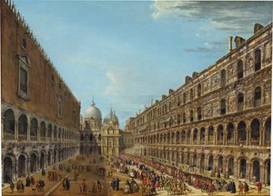 Prozession im Hof des Dogenpalastes, Venedig von Antonio Joli