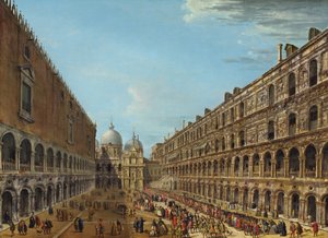 Prozession im Hof des Dogenpalastes, Venedig, 1742 oder später von Antonio Joli