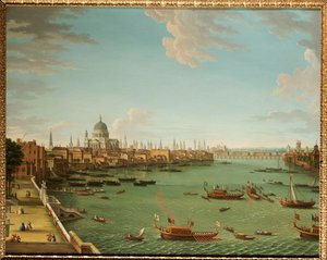 Die Themse von der Terrasse des Somerset House, Blick auf die Stadt, um 1745 von Antonio Joli