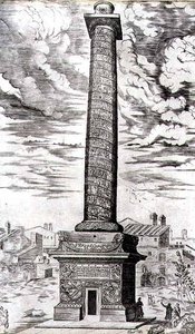 Trajanssäule in Rom, die die Feldzüge des Kaisers in Dakien feiert, graviert vom Künstler von Antonio Lafreri