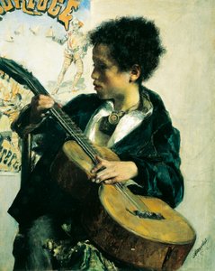 Straßenjunge mit Gitarre