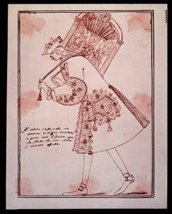 Porträt von Gaetano Majorana genannt Caffarelli (oder Cafarello, oder Gaffariello) (1710-1783) italienischer Kastrat (Kastrat), der das San Giovanni Grisostomo Theater verlässt Karikatur von Anton Maria Zanetti (1680-1767). 18. Jahrhundert. Private Sammlun