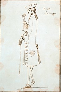 Porträt des Kastratensängers Carlo Broschi dit Farinelli (1705-1782) während seiner Reise nach Venedig, um Tommaso Albinonis „La Didone abbandonata“ um 1725 aufzuführen. Zeichnung von Anton Maria Zanetti (1680-1767) Venedig, Fondazione Cini von Antonio Maria Zanetti