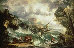 Meereslandschaft mit Schiffswrack, um 1700-07