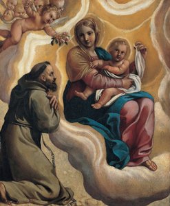 Madonna mit dem Kind und dem heiligen Franziskus, 1605 von Antonio Marziale Carracci