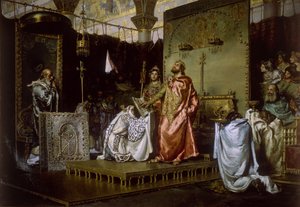 Bekehrung von Reccared zum Katholizismus beim Konzil III von Toledo, 589, 1888 von Antonio Munoz Degrain