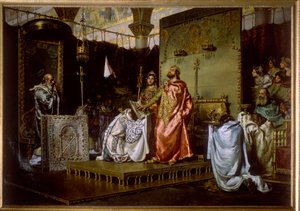 Drittes Konzil von Toledo (589) - Bekehrung von Reccared I. (559-601) zum Katholizismus von Antonio Munoz Degrain