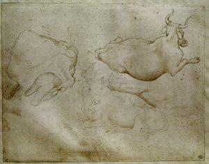 Zwei Kühe und ein Wacholder von Antonio Pisanello