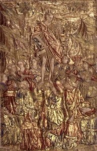 Johannes der Täufer predigt der Menge, Wandteppich mit Szenen aus dem Leben des Heiligen von Antonio Pollaiuolo