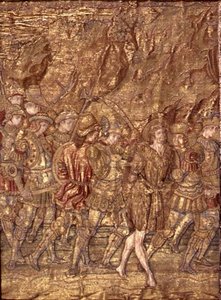 Johannes der Täufer wird ins Gefängnis gebracht, Wandteppich mit Szenen aus dem Leben des Heiligen von Antonio Pollaiuolo