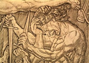 Die Schlacht der zehn Nackten, Detail von kämpfenden Männern mit Dolchen, ca. 1470-75 von Antonio Pollaiuolo
