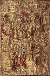 Das Treffen zwischen St. Johannes dem Täufer und dem Hohepriester, Wandteppich, der Szenen aus dem Leben des Heiligen darstellt